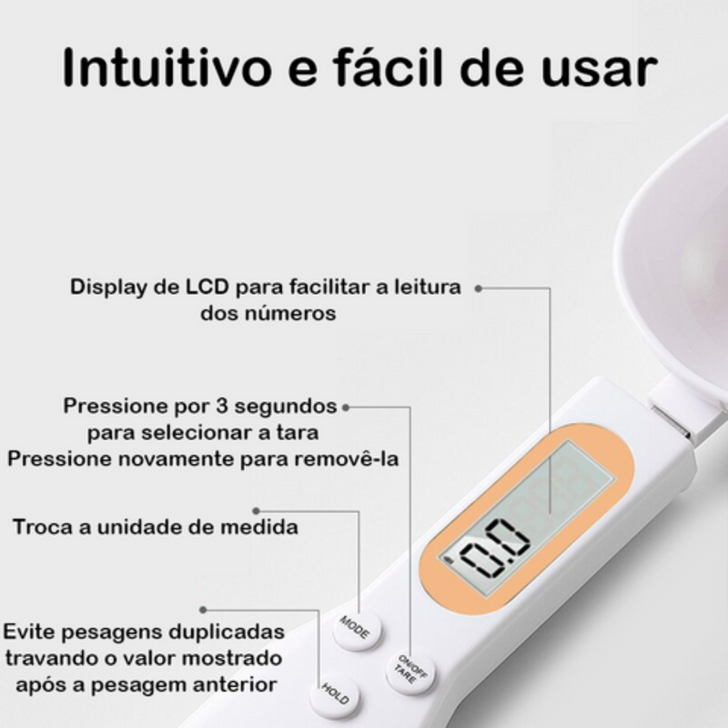 Colher De Medida Portátil Com Balança Digital Para Alimentos - Reall Magazine