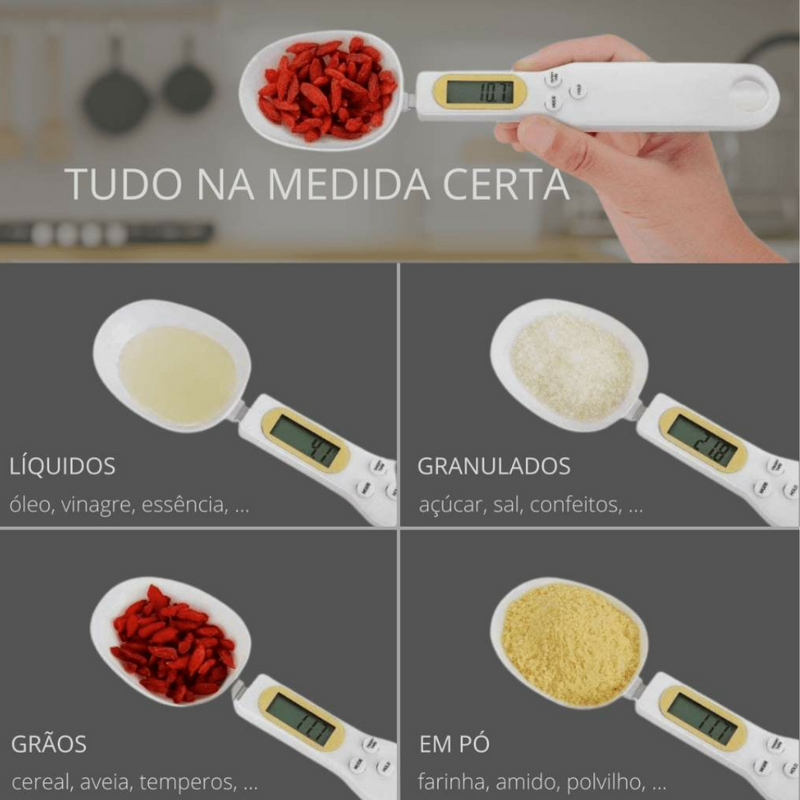 Colher De Medida Portátil Com Balança Digital Para Alimentos - Reall Magazine